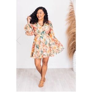 NEW Pink Lily Tropical Print Cutout Mini Dress Wedding Guest Vacation